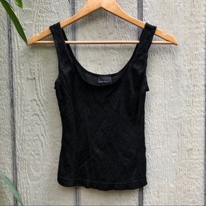 vintage sparkle Peter Pan collar black tank top